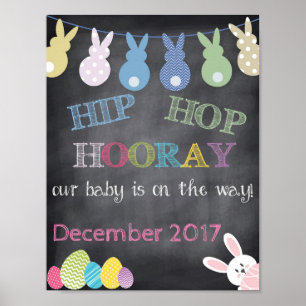 Poster Anúncio de gravidez de Páscoa Hooray Hop