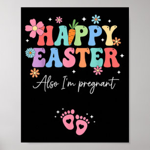 Poster Anúncio de Gravidez Feliz Páscoa Nova Mãe