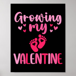 Poster Anúncio de Gravidez Fofa do Meu Valentim Crescendo