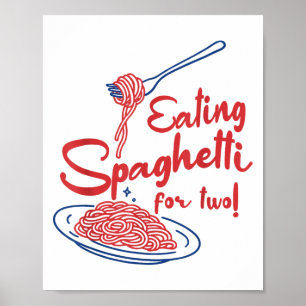 Poster Anúncio de gravidez Mãe italiana Comendo Spaghett