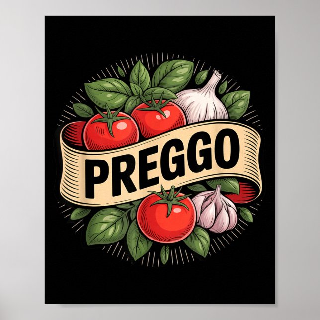 Poster Anúncio de Gravidez Molho de Pasta Prego Divertido (Frente)