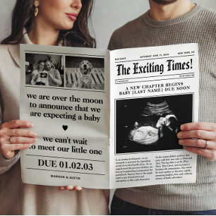 Poster Anúncio de gravidez no jornal dobrado ao meio