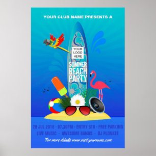 Póster Anúncio de logotipo do Club Summer Beach Party