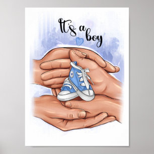 Poster Anúncio de Novo Bebê – Pais Segurando o Bebê 👣