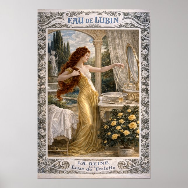 Poster Anúncio de Perfume Francês Art Nouveau Retrô (Frente)
