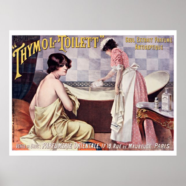 Poster Anúncio de Perfume Francês da Era Vitoriana Antiga (Frente)