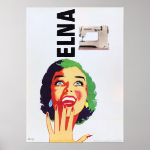 Poster Anúncio de Pop de arte em máquinas de costura EL