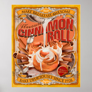 Poster Anúncio de Rolo de Canela em Estilo Retrô