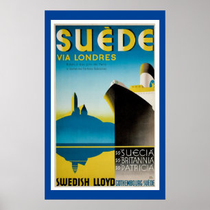 Poster Anúncio de Suecia Suede Vintage Ship