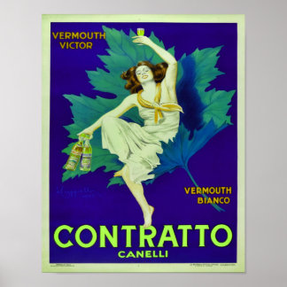 Poster Anúncio de Vermute Contratto Canelli de 1925