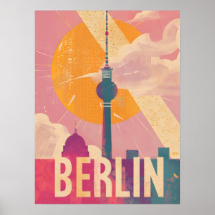 Poster Anúncio de Viagem Rosa Berlim Vintage
