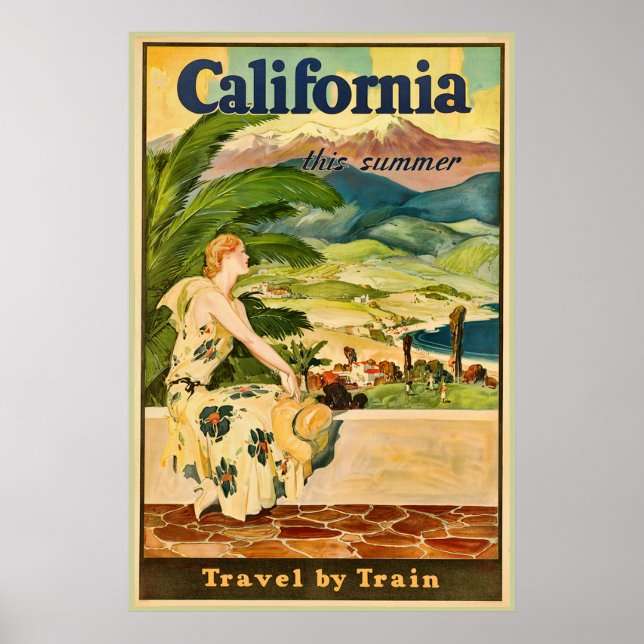 Póster Anúncio de Viagem Vintage da Califórnia (Frente)