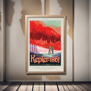 Poster Anúncio de Viagens Ficção Científica, Planeta Kepl