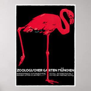 Póster Anúncio de Vintage para o Zoo de Munique
