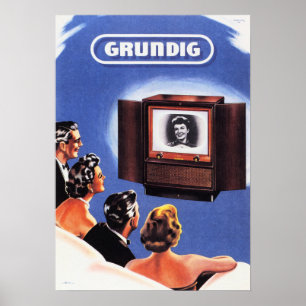 Poster Anúncio do Aparelho Alemão GRUNDIG Television Vint