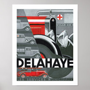 Póster Anúncio do automóvel do art deco de Delahaye