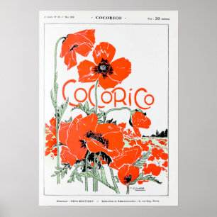 Poster Anúncio do Cocorico Vintage - Flores Vermelhas
