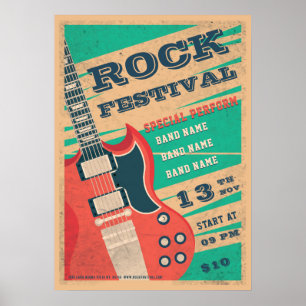 Poster Anúncio do festival de rock musical Retro