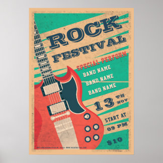 Poster Anúncio do festival de rock musical Retro