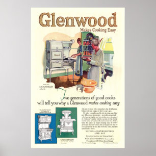 Póster Anúncio do fogão de Glenwood do vintage desde 19