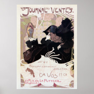 Póster Anúncio do jornal do leilão do nouveau da arte d