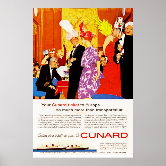 Póster Anúncio do Partido Cunard Queens (Frente)