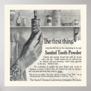 Póster Anúncio do pó de dente de Sanitol do vintage des