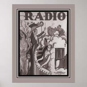 Poster Anúncio do rádio do vintage de Achille Mauzan