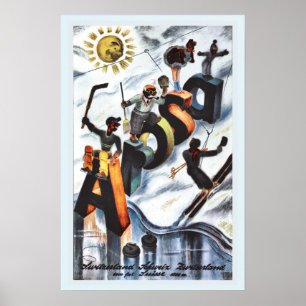 Póster Anúncio do viagem da suiça dos esportes de inver