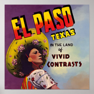 Póster Anúncio do viagem de El Paso, Texas 1940