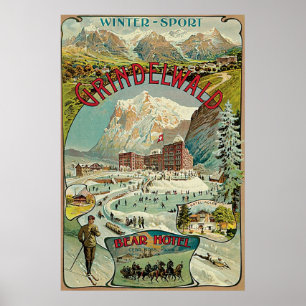 Póster Anúncio do viagem do suíço de Grindelwald do