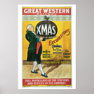 Póster Anúncio do viagem do trem do Natal de Ingleses do