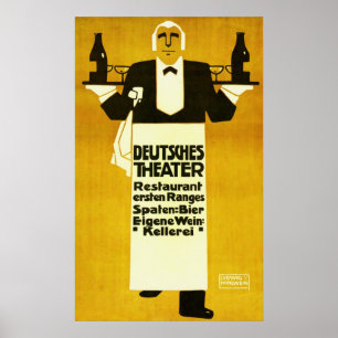 Póster Anúncio do vintage do ~ do restaurante do teatro
