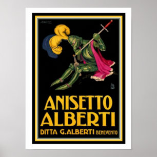 Póster Anúncio do vintage para Anisetto Alberti 12 x