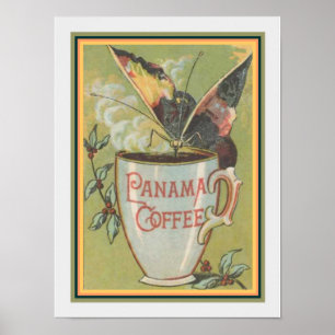 Póster Anúncio do vintage para o café 12 x 16 de Panam