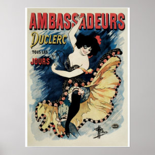 Poster Anúncio francês da dança do cancan do nouveau d