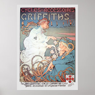 Poster Anúncio Francês de Bicicleta Art Nouveau Vintage