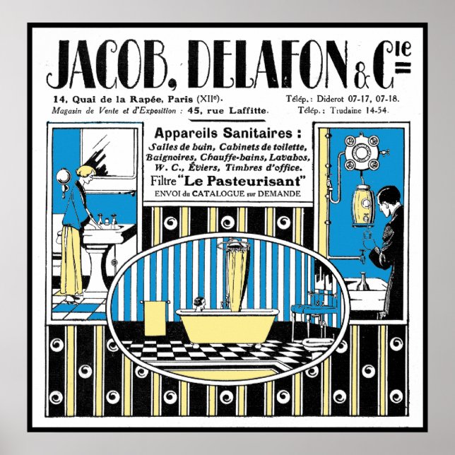 Póster Anúncio francês de canalização de 1924 (Frente)