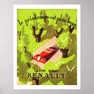 Poster Anúncio francês do carro do vintage