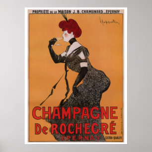 Poster Anúncio francês do champanhe do nouveau lindo da
