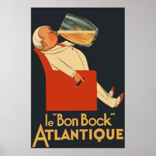 Póster Anúncio francês retro Le Bon Cerveja preta forte