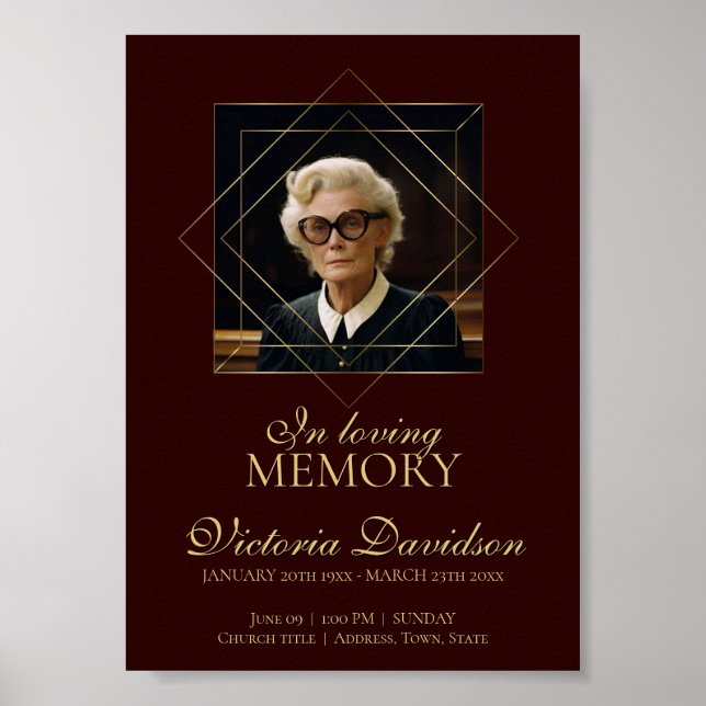 Poster Anúncio Funerário Digital Post Carmesim Escuro (Frente)