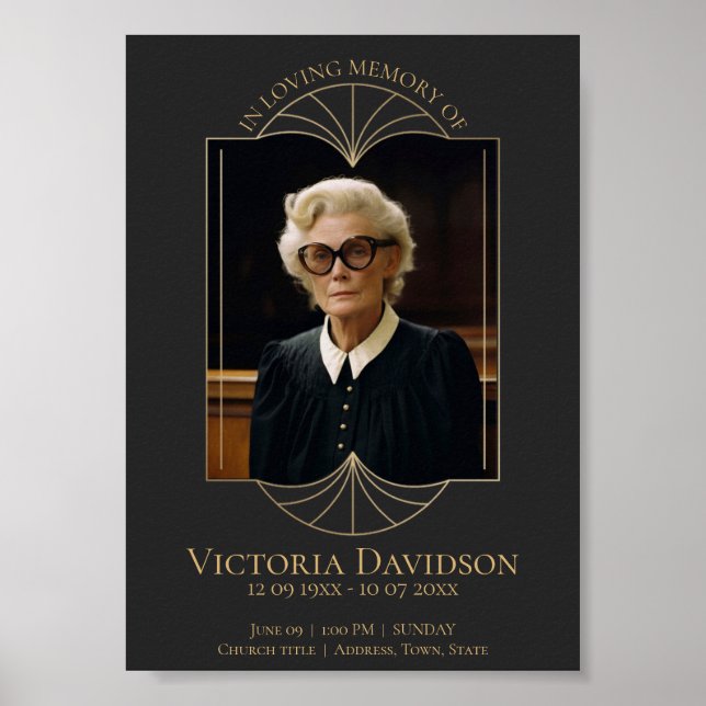 Poster Anúncio Funerário Digital Preto Cinza Escuro (Frente)