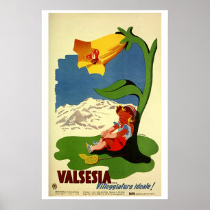 Póster Anúncio italiano atraente do viagem das crianças