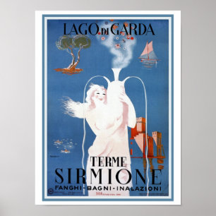Poster Anúncio italiano do viagem de Sirmione do 1920 do