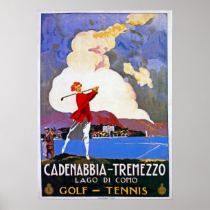 Póster Anúncio italiano do viagem do golfe de Como do