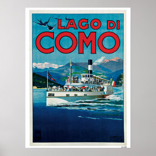 Poster Anúncio italiano do viagem do lago Como do vintag