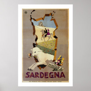 Poster Anúncio italiano do viagem do vintage de Sardinia