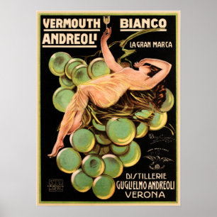 Poster Anúncio líquido italiano Verona VERMOUTH BIANCO