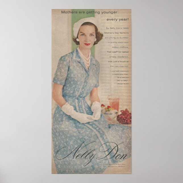 Poster Anúncio Nelly Don Fashion no final dos anos 50 (Frente)